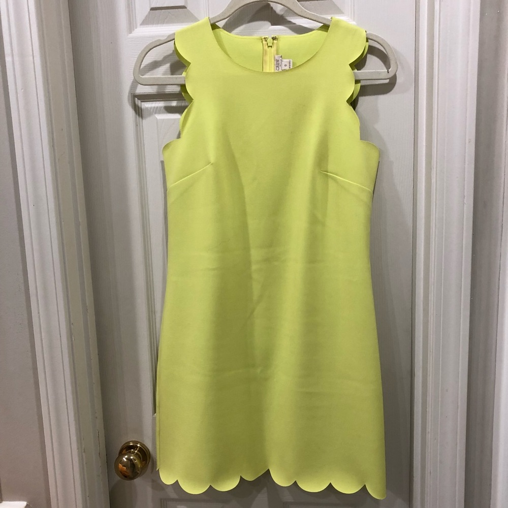 J Crew Neon Yellow Scalloped Dress